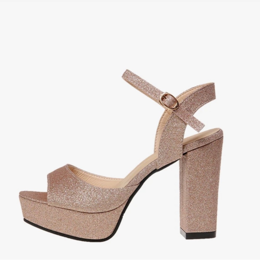 Office London heels in glitter pink gently used